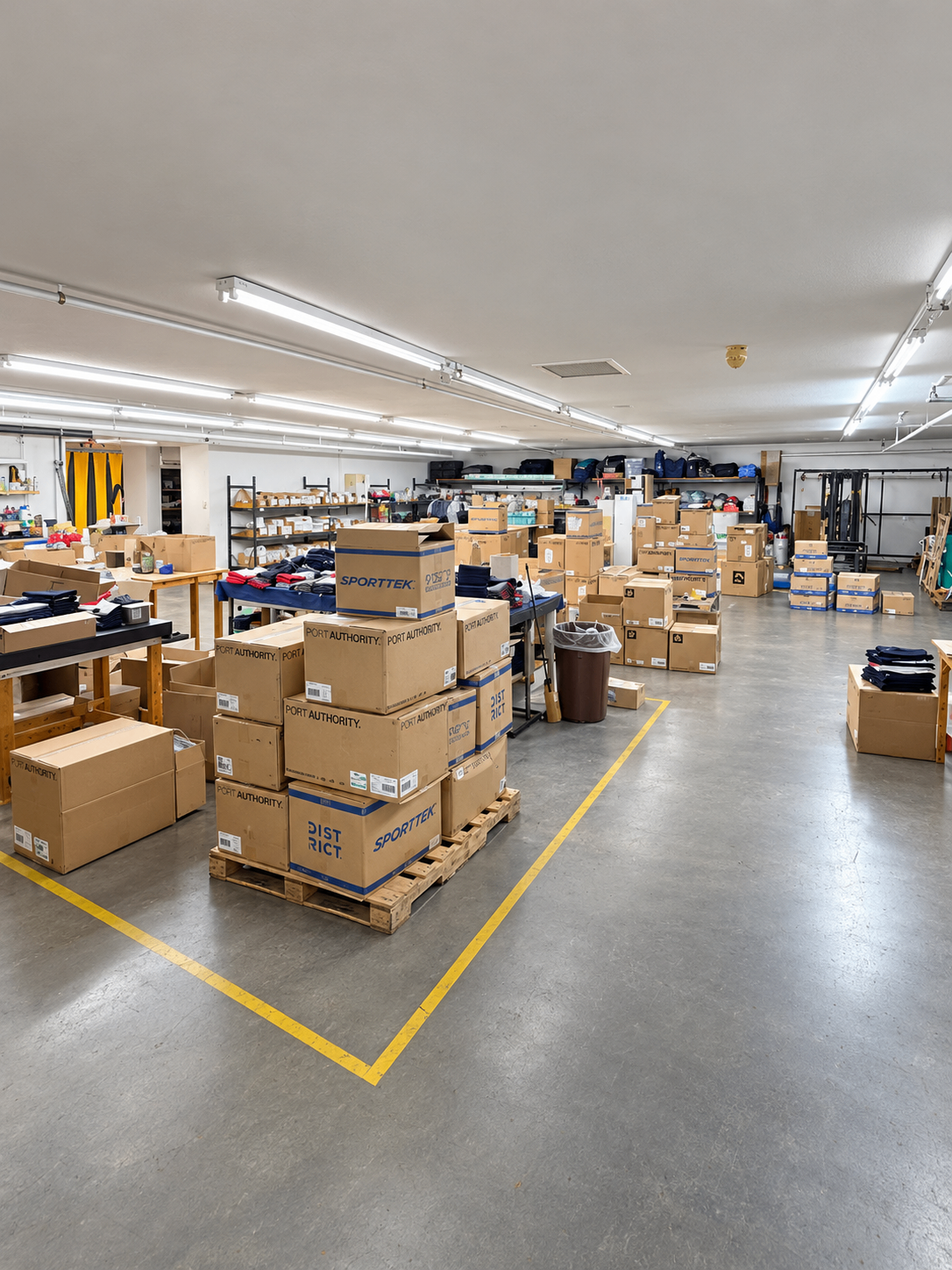 Order staging and packing area at Campus Chalet in Johnson City, Tennessee