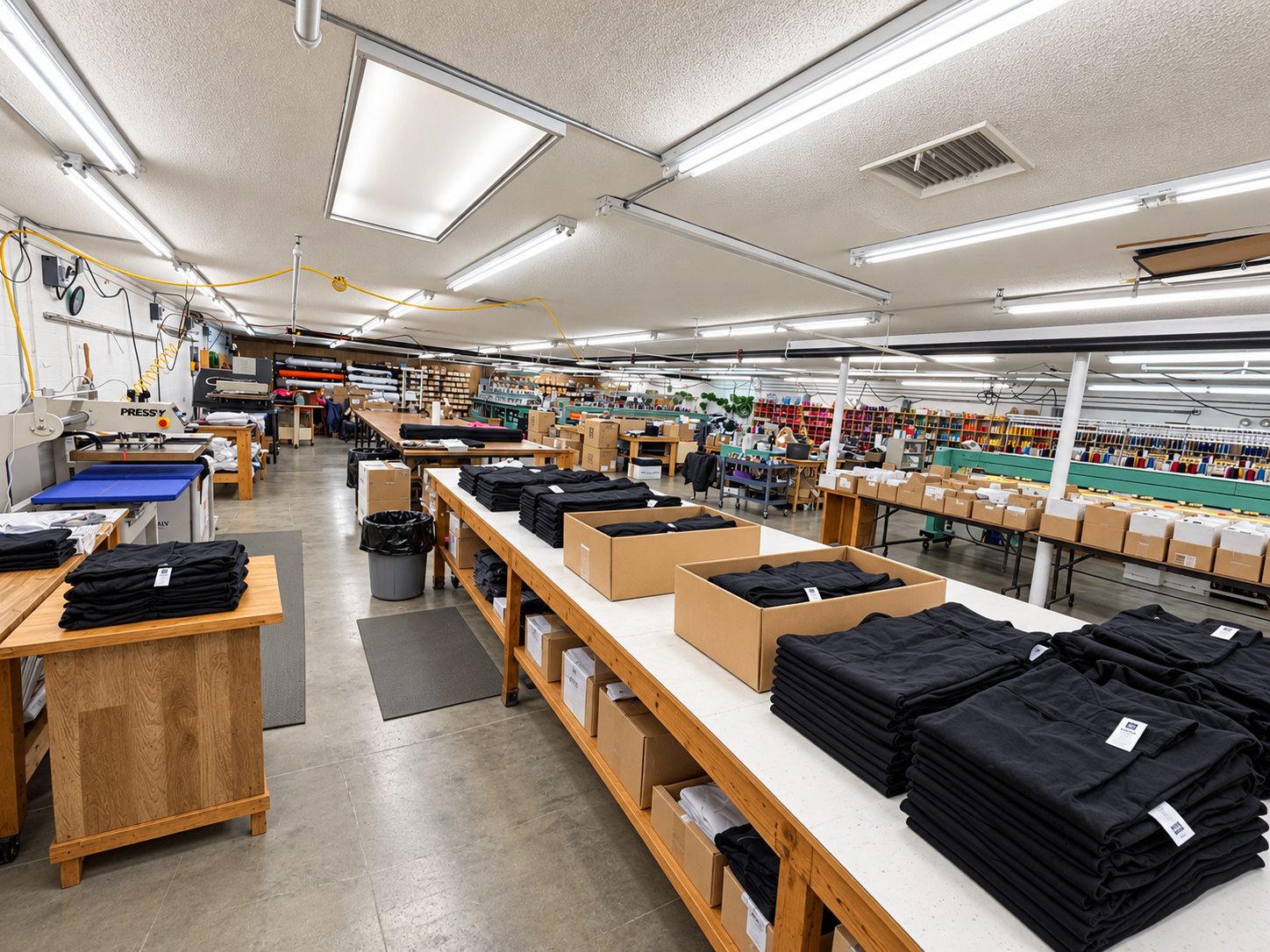 Garments prepared for decoration at Campus Chalet in Johnson City, Tennessee